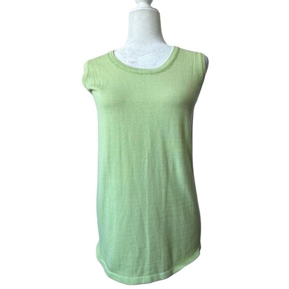 Quacker Factory Cardigan and Sleeveless Knit Tank Set Green Sequins SZ S - Picture 3 of 15